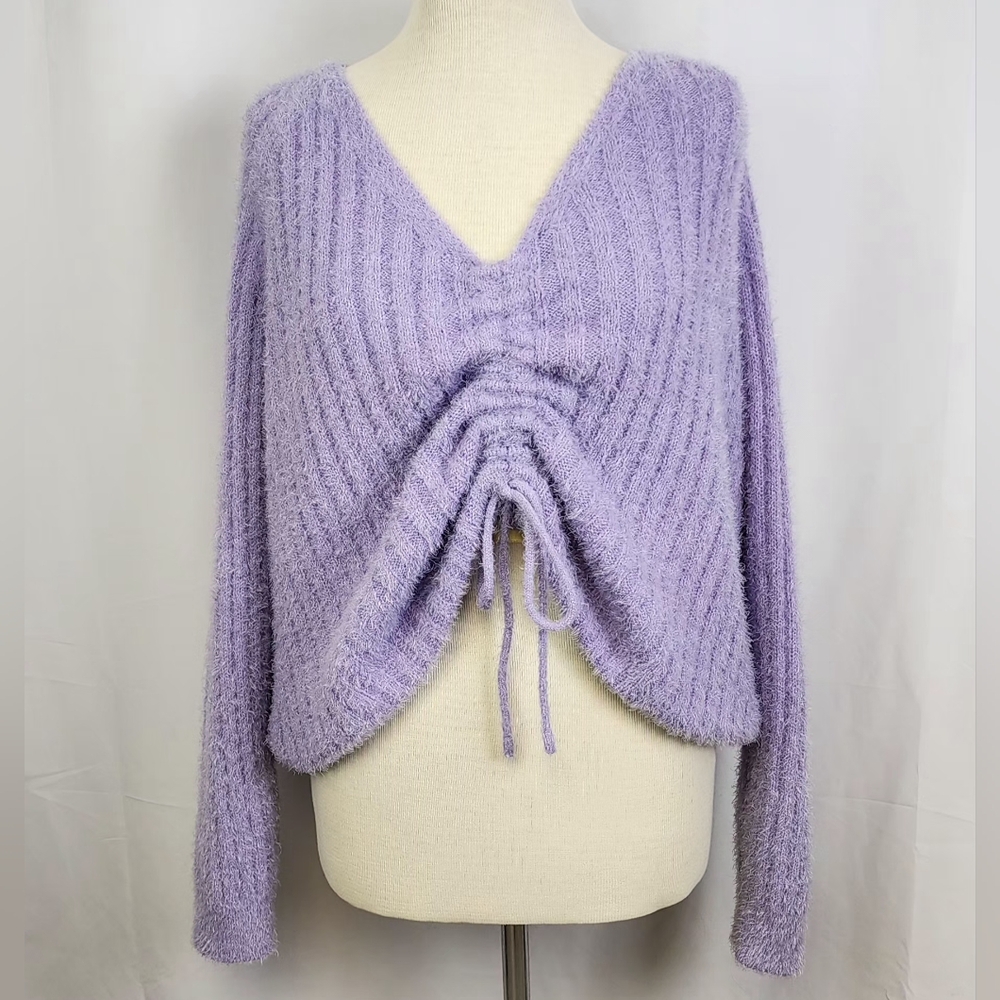 Women's Rue21 Plus Lavender Cropped V Neck Sweater Size 2X